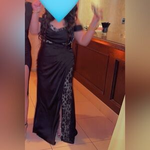 Fashion Nova Black and Cream Asymmetrical Dress